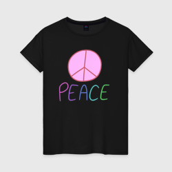 Peace pink – Женская футболка хлопок с принтом купить со скидкой в -20%