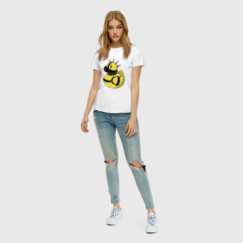 Женская футболка хлопок с принтом Резиновый утенок в стиле панк, вид сбоку #3