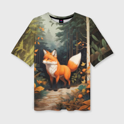 Лисёнок на лесной прогулке – Женская футболка oversize 3D с принтом купить со скидкой в -50%