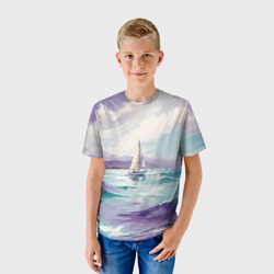 Детская футболка 3D Яхта идущая по волнам  - фото 2
