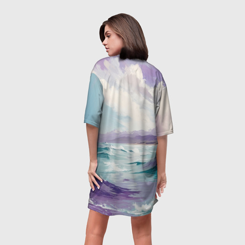 Платье-футболка 3D Яхта идущая по волнам , цвет 3D печать - фото 4