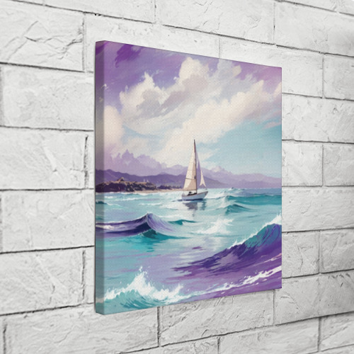 Холст квадратный Яхта идущая по волнам , цвет 3D печать - фото 3