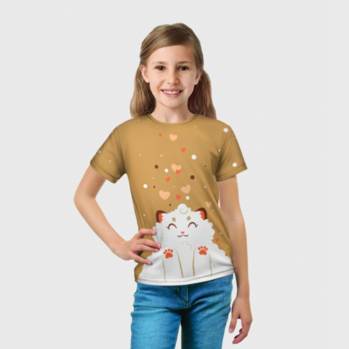 Детская футболка 3D Кофейный котик, цвет 3D печать - фото 5
