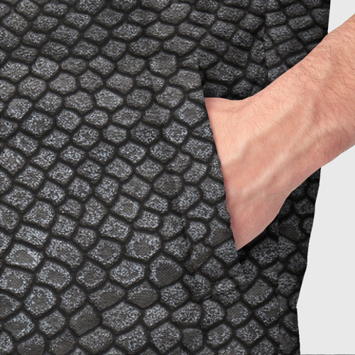 Мужской жилет утепленный 3D Текстура змеиная кожа, цвет черный - фото 6
