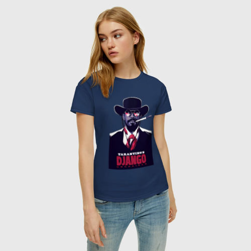 Женская футболка хлопок с принтом Django - Jamie Foxx, фото на моделе #1