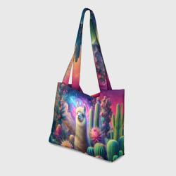 Пляжная сумка 3D Альпака в кактусах и портал - фото 2