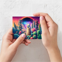 Поздравительная открытка Альпака в кактусах и портал - фото 2