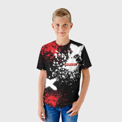Детская футболка 3D Хавал на фоне граффити и брызг красок - фото 2
