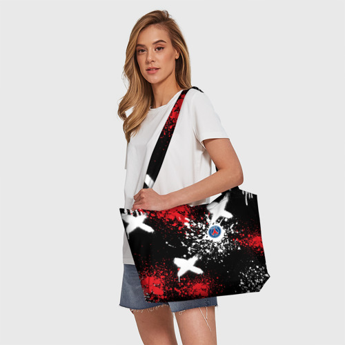 Пляжная сумка 3D Пари Сен-Жермен на фоне граффити и брызг красок - фото 5
