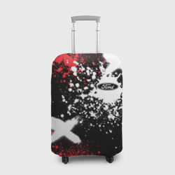 Чехол для чемодана 3D Форд на фоне граффити и брызг красок