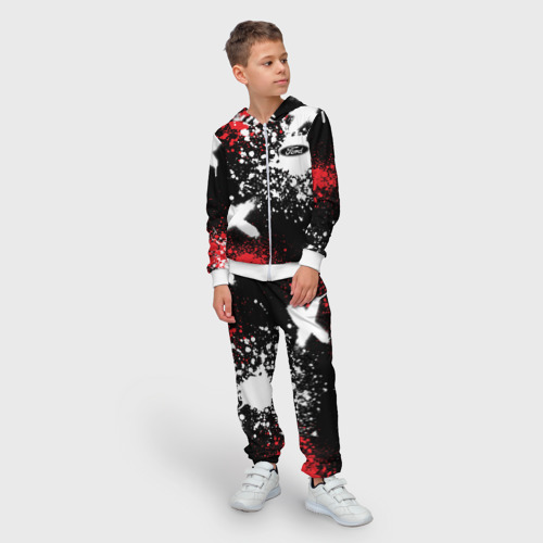 Детский костюм 3D Форд на фоне граффити и брызг красок, цвет белый - фото 3
