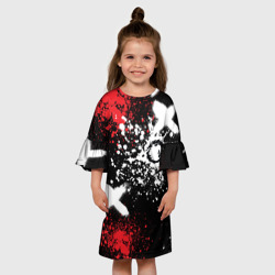 Детское платье 3D Дракон уроборос на фоне  брызг красок и граффити - фото 2