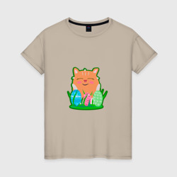 Женская футболка хлопок Пасхальный котик