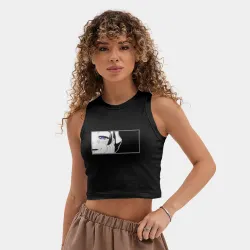 Женская укороченная майка-топ хлопок Взгляд Мао Мао - фото 2