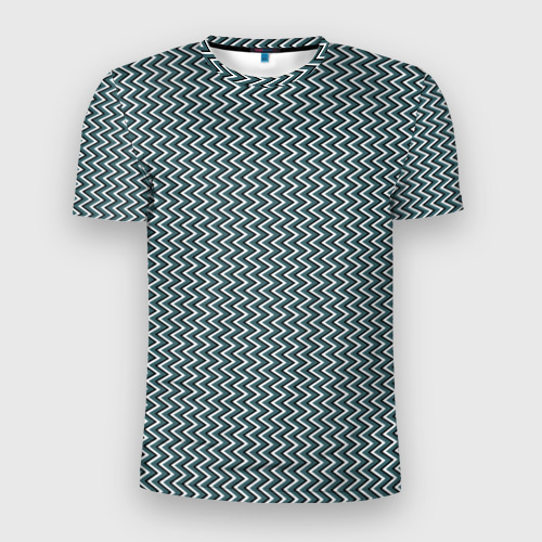 Мужская футболка 3D Slim Треугольные полосы бело-бирюзовый, цвет 3D печать