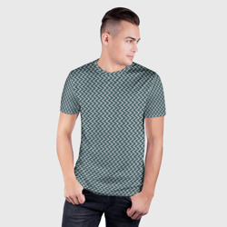 Мужская футболка 3D Slim Треугольные полосы бело-бирюзовый - фото 2