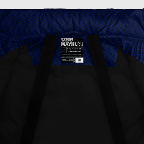 Зимняя куртка для мальчиков 3D с принтом Тёмно-синий волнистые линии, фото #5