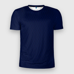 Мужская футболка 3D Slim Тёмно-синий волнистые линии