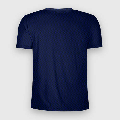 Мужская футболка 3D Slim Тёмно-синий волнистые линии, цвет 3D печать - фото 2