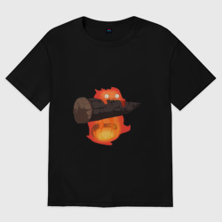 Женская футболка хлопок Oversize Кальцифер ходячий замок