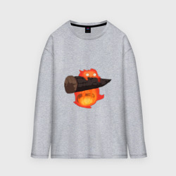 Женский лонгслив oversize хлопок Кальцифер ходячий замок