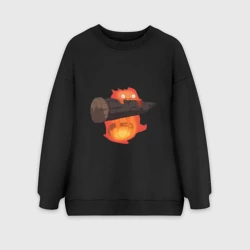 Женский свитшот oversize без начеса хлопок Кальцифер ходячий замок