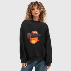 Женский свитшот oversize без начеса хлопок Кальцифер ходячий замок - фото 2