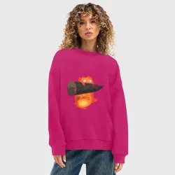 Женский свитшот oversize без начеса хлопок Кальцифер ходячий замок - фото 2