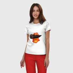 Женская пижама с белой футболкой хлопок Кальцифер ходячий замок - фото 2