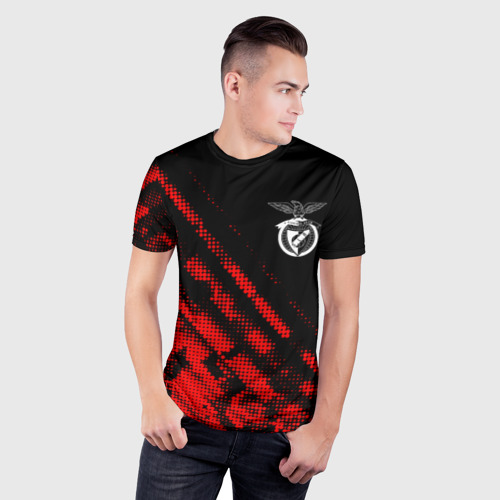 Мужская футболка 3D Slim Benfica sport grunge, цвет 3D печать - фото 3