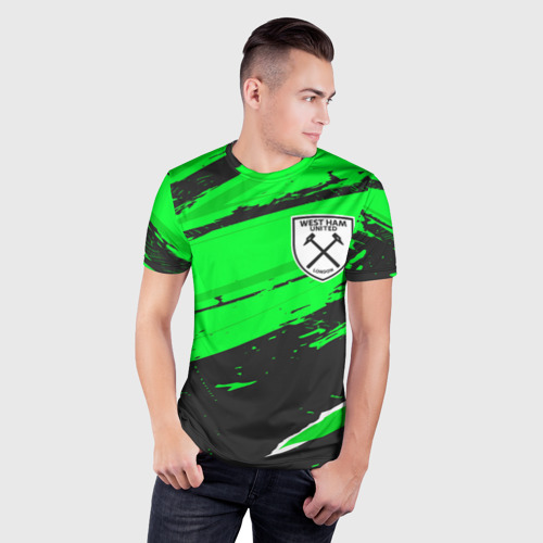 Мужская футболка 3D Slim West Ham sport green, цвет 3D печать - фото 3