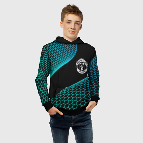 Детская толстовка 3D Manchester United football net, цвет черный - фото 6
