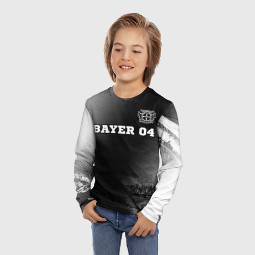 Детский лонгслив 3D Bayer 04 sport на темном фоне посередине, цвет 3D печать - фото 3