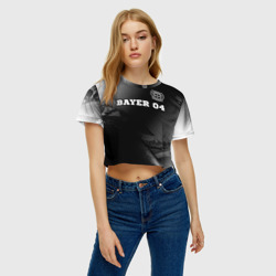 Женская футболка Crop-top 3D Bayer 04 sport на темном фоне посередине - фото 2