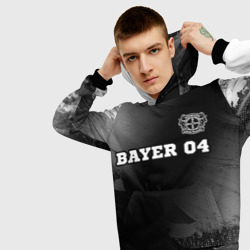Толстовка с принтом Bayer 04 sport на темном фоне посередине для мужчины, вид на модели спереди №3. Цвет основы: черный