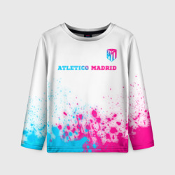 Детский лонгслив 3D Atletico Madrid neon gradient style посередине