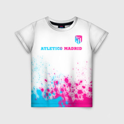 Детская футболка 3D Atletico Madrid neon gradient style посередине