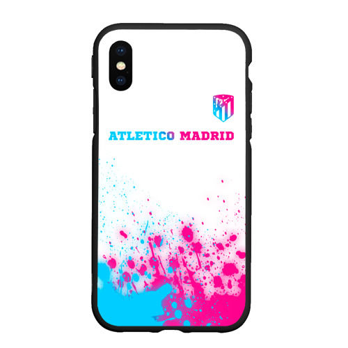 Чехол для iPhone XS Max матовый Atletico Madrid neon gradient style посередине