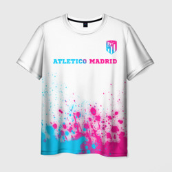 Мужская футболка 3D Atletico Madrid neon gradient style посередине