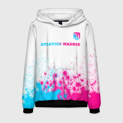 Мужская толстовка 3D Atletico Madrid neon gradient style посередине