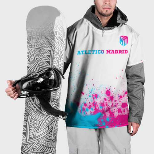 Накидка на куртку 3D Atletico Madrid neon gradient style посередине, цвет 3D печать