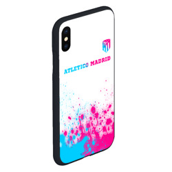 Чехол для iPhone XS Max матовый Atletico Madrid neon gradient style посередине - фото 2