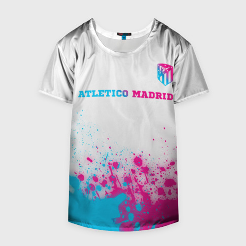 Накидка на куртку 3D Atletico Madrid neon gradient style посередине, цвет 3D печать - фото 4