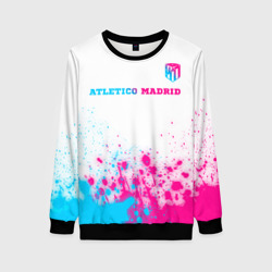 Женский свитшот 3D Atletico Madrid neon gradient style посередине