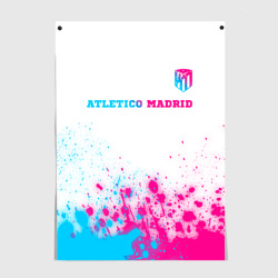 Постер Atletico Madrid neon gradient style посередине
