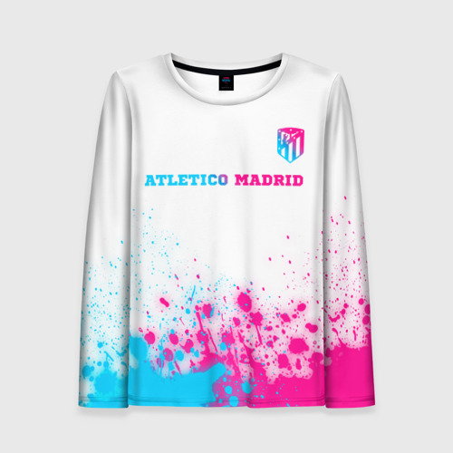 Женский лонгслив 3D Atletico Madrid neon gradient style посередине, цвет 3D печать