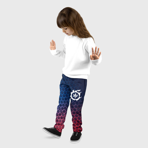 Детские брюки 3D с принтом Final Fantasy неоновые соты, фото на моделе #1