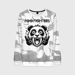 Женский свитшот 3D Foo Fighters рок панда на светлом фоне