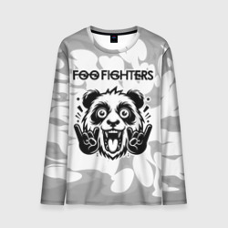 Мужской лонгслив 3D Foo Fighters рок панда на светлом фоне