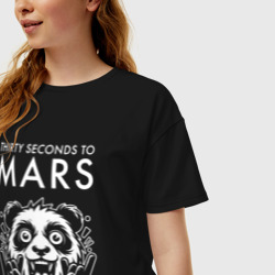 Женская футболка хлопок Oversize Thirty Seconds to Mars rock panda - фото 2